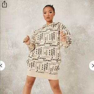 Playboy Stone Repeat Print Oversized Hoodie Dress